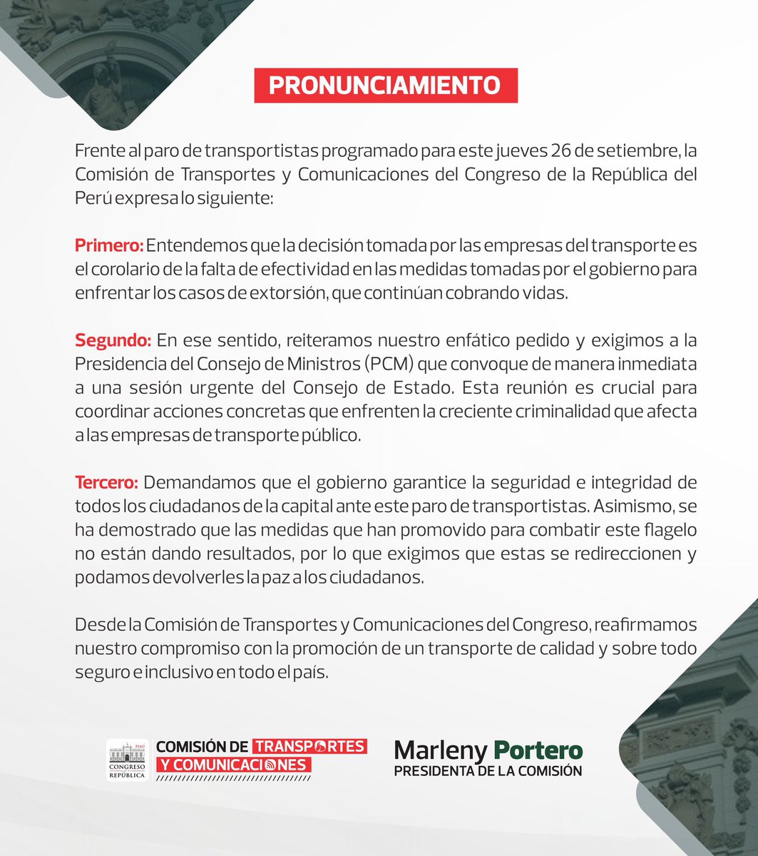 jchavezchiong's tweet photo. El transporte púb es víctima del populismo del @congresoperu que ha fomentado la informalidad; y la incapacidad del Gob de brindar seguridad y garantizar la movilidad de los ciudadanos. Desde @AccionPopular respaldamos la protesta legítima del gremio,pero condenamos la violencia. https://t.co/Lv8x9nAjIz