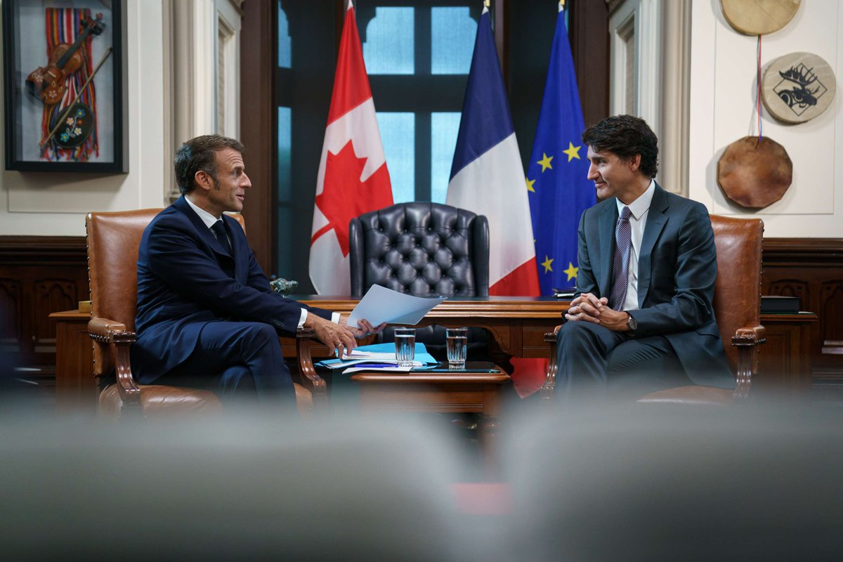 Le PM Trudeau conclut une visite fructueuse du président Macron où ils ont réaffirmé leur engagement à collaborer sur les défis géopolitiques, l’IA, le commerce et le renforcement de la sécurité et de la démocratie. Lisez leur déclaration conjointe : ow.ly/9ACx50TwNjj