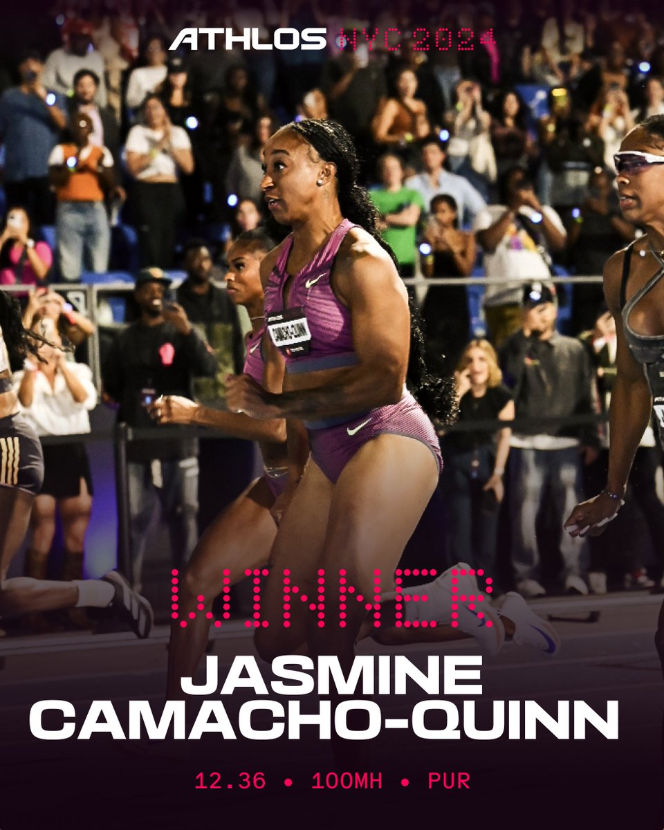 She’s unstoppable: <a href="/JCamachoQuinn/">Jasmine Camacho-Quinn</a> is your ATHLOS 100m hurdles champion! 👑

#AthlosNYC #Athlos2024