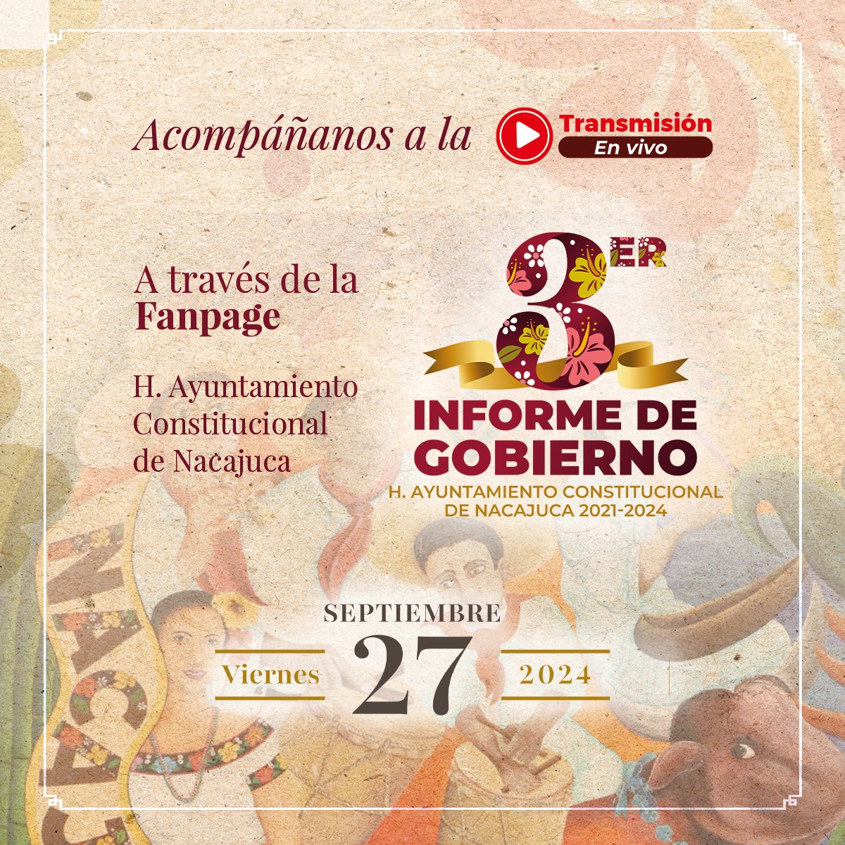 Acompáñanos este 27 de septiembre a las 17:00 hrs. #ConcordiaParaelProgreso #3erInformedeGobierno