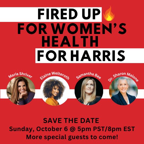 I’m happy to say I’m fired up to join such a stellar group of women fighting for increased funding of women’s health research! Women’s health at every decade is on the line, and I’m determined to keep the momentum towards progress going. I hope women of all ages will join us on