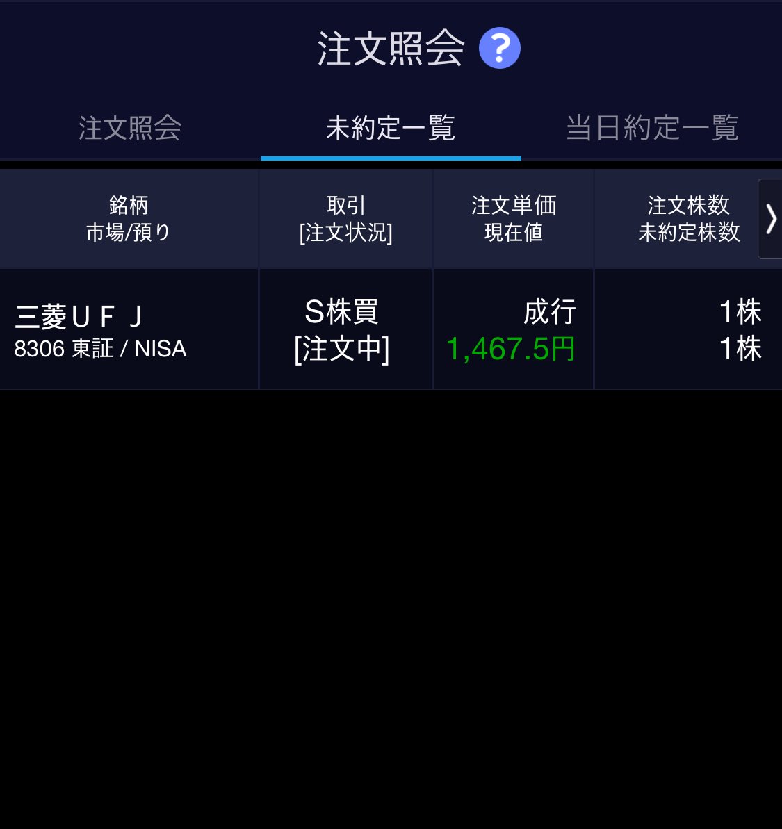 yuni_1243's tweet photo. 三菱UFJ今日もS株で1株購入して確定待ち https://t.co/be0rc1qe1Q