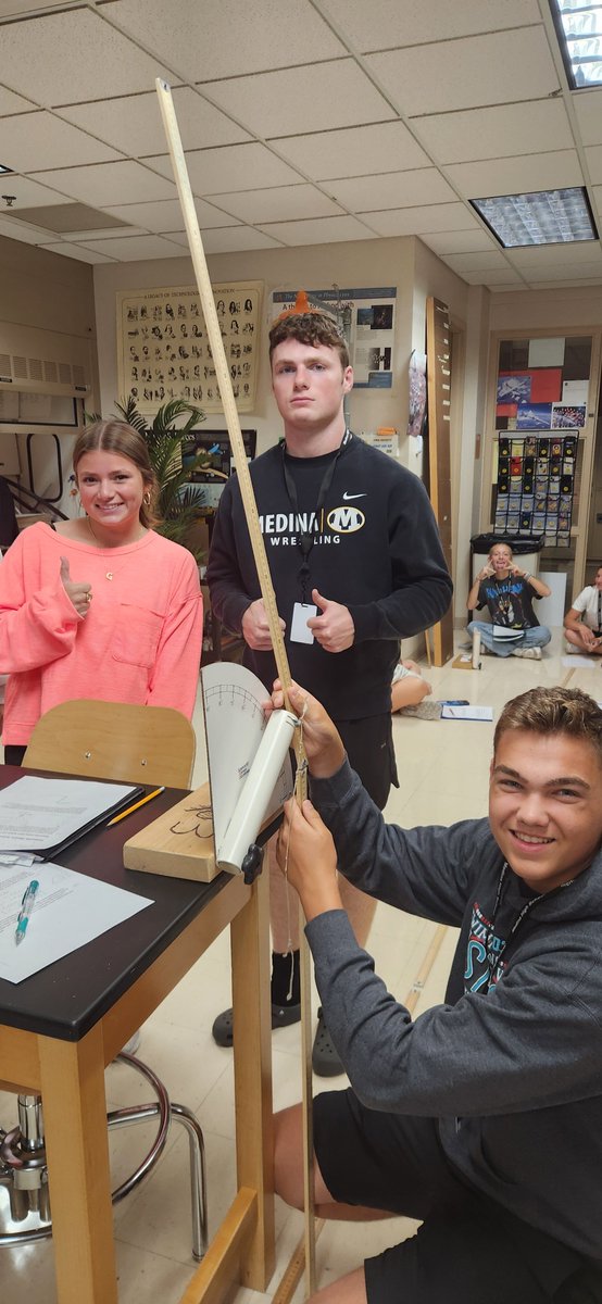 Fun with Physics in Mr. Smith's class:Ss applied mathematical models of 2-dimensional motion to the flight of spring-launched wooden projectiles which landed in a metal mixing bowl producing a satisfying clang!Ss need these classes to explore their futures!Vote yes on the levy!