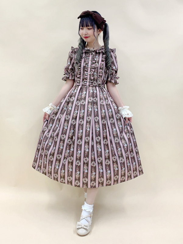 axes femme kawaii Rosy Bear柄ジャンスカ ハッピーバカンス柄