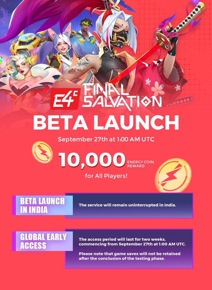 AmbrusStudio's tweet photo. 🥳The E4C: Final Salvation beta launch and global early access are officially live! Even more exciting, we’re offering a 10,000 Energy Coin Reward to all players! 

🎮You can now download the game on our official website👉https://t.co/LZXkeY47Kq https://t.co/U1OGCL00A6