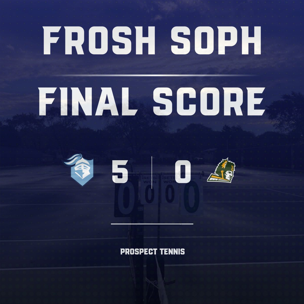 The Knights pull off another full program sweep against Elk Grove today, the win brings Varsity to 4-0 in the East! We wrap up East matches next Tuesday against Rolling Meadows before gearing up for the Conference Tournament the following week!