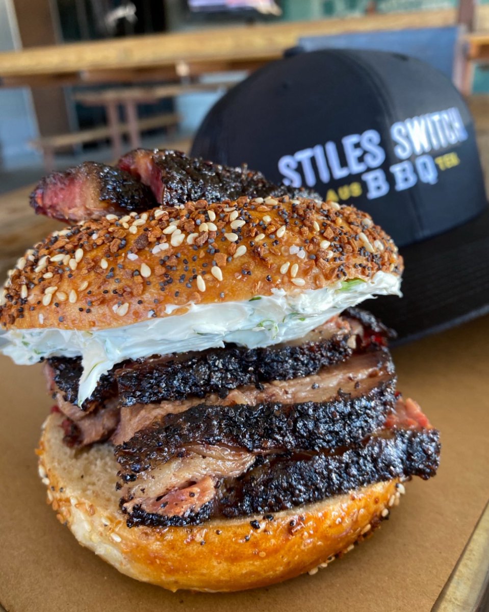 StilesSwitchBBQ's tweet photo. HEADS UP 💥 If you are planning out that #Friday. @austin_monthly #BESTOFATX w the🔥 THE NERVOUS CHARLIE’S BRISKET BAGEL!! 1 day only: We take the Everything Bagel & pile it with our Brisket & your choice of cream cheese: Garlic & Herb or Spicy Arbol & Pequin Pepper. 🔥
🏈 https://t.co/WPyxmLESj7