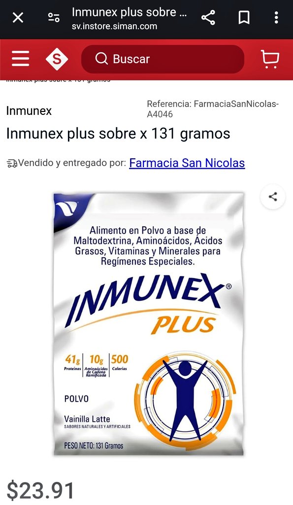 Esta bolsa contiene 30 sobres de ese suplemento alimenticio. Hoy los recibió mi mamá a través del programa oncológico del hospital militar como asegurada. Gracias a Dios, y un gobierno.

Dejo el precio de un sobre en dos farmacias privadas. C$ 876.00 y C$818.00 🤑