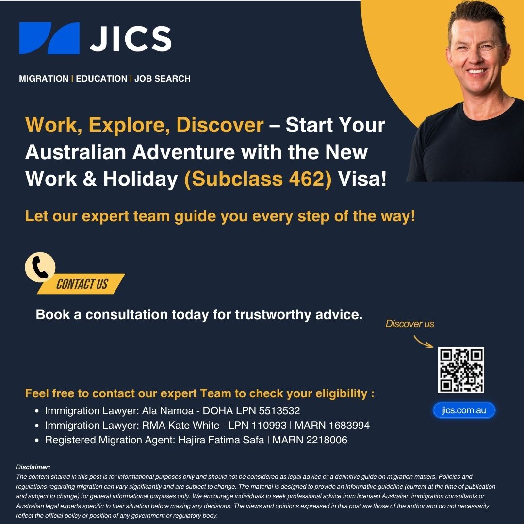 jicsaustralia's tweet image. 🌍✨ Ready for an Aussie adventure? 
👉The 2024-2025 Work &amp;amp; Holiday Visa (subclass 462) ballot opens Oct 1st! 🎒✈️

China, Vietnam, India—your dream trip starts here! Don’t miss out! 🇦🇺

#WorkAndHolidayVisa #Subclass462 #AustraliaBound #VisaBallot #ExploreAustralia #MigrationNews