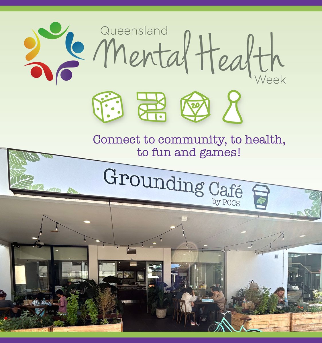 Grounding Cafe (@groundingcafe) on Twitter photo Celebrate <a href="/MHWeek/">Queensland Mental Health Week</a> and help to connect our community at our free games night!
Join us on Thursday 10 October (RSVP by email to shortcourses@pccs.org.au) and we’ll see you there from 4:30 - 6:30pm (corner of Cavill & Surfers Paradise Blvd)
#QMHW #mentalhealth #MentalHealthMatters Celebrate <a href="/MHWeek/">Queensland Mental Health Week</a> and help to connect our community at our free games night!
Join us on Thursday 10 October (RSVP by email to shortcourses@pccs.org.au) and we’ll see you there from 4:30 - 6:30pm (corner of Cavill & Surfers Paradise Blvd)
#QMHW #mentalhealth #MentalHealthMatters