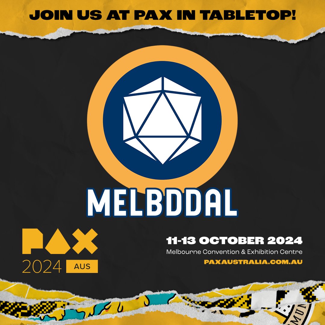 MelbDDAL's tweet image. MelbDDAL will be at @PAXAus again this year, running D&amp;amp;D Adventurers League tables all weekend long! 

If you're attending and would like to play with us, make sure you make it to the signup desk at TTRPG HQ as early as possible to secure your spot in the next session!