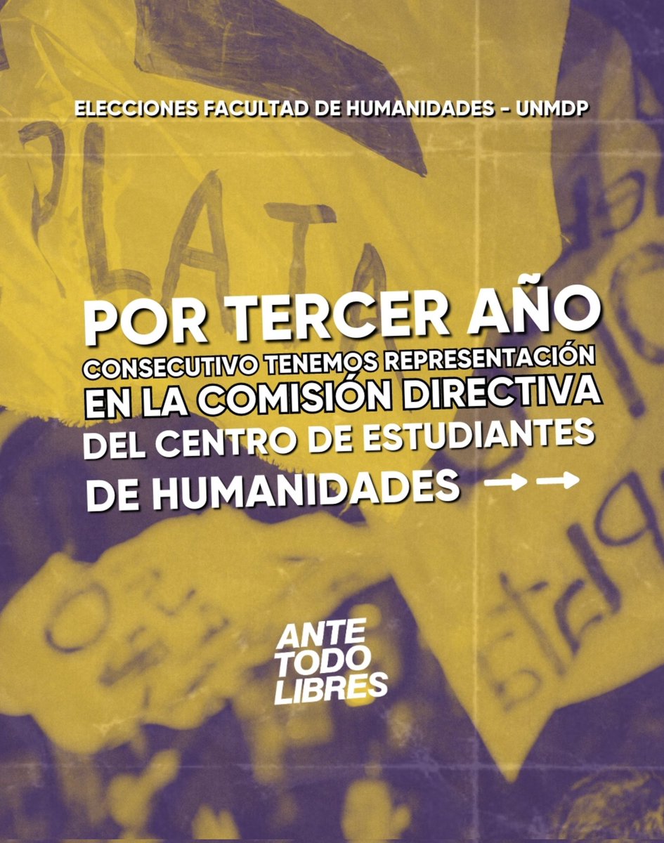 ATL_UNMDP's tweet photo. ¡Por 3er año consecutivo, Ante Todo Libres marca presencia y tiene representación en la Comisión Directiva del Centro de Estudiantes de Humanidades! ⚡️

Felicitamos a nuestro compañero Joaquín Iglesias, quien será el vocal de ATL en este nuevo período. 💪

https://t.co/BJ7gp6mGxf https://t.co/SVQWGSKBOs