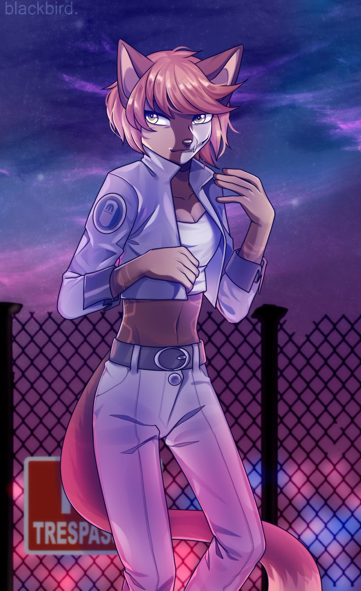 A late evening walk through the town, few people out who can see her face, so when the sun goes down nothing beats the peace, cool evening breeze, and the gorgeous colors of the evening sky.

FA Link: furaffinity.net/view/32507784/

Artist blackbird. on FA

#furry #YCH