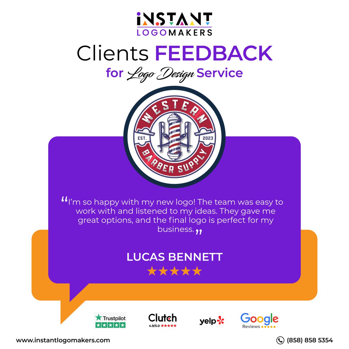 instantlogous's tweet photo. Hear What Our Clients Have To Say About Instant Logo Makers!

#HappyClient #CustomerReview #ClientFeedback #SatisfiedCustomer #ClientExperience #CustomerSuccess #Instantlogomakers https://t.co/HRPVRL10VG
