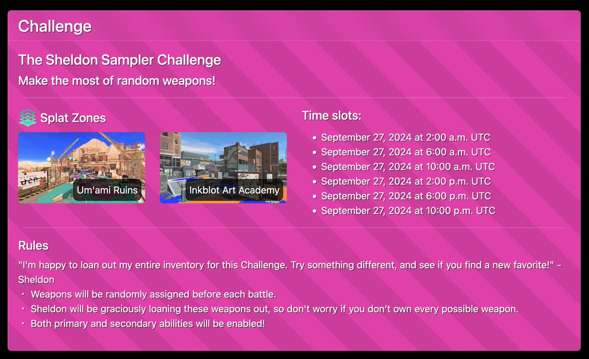[Splatoon 3] A “Sheldon Sampler” Challenge will take place over the ...