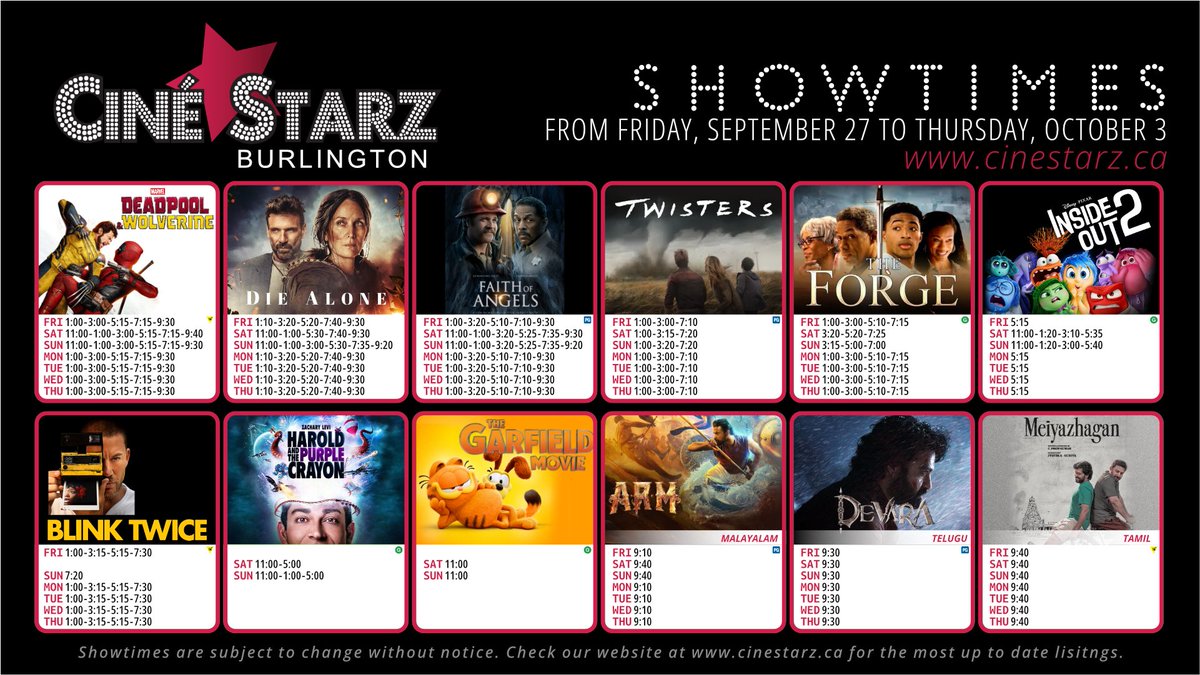 📅 This Week’s Schedule at Cine Starz Burlington! Check out these great movies