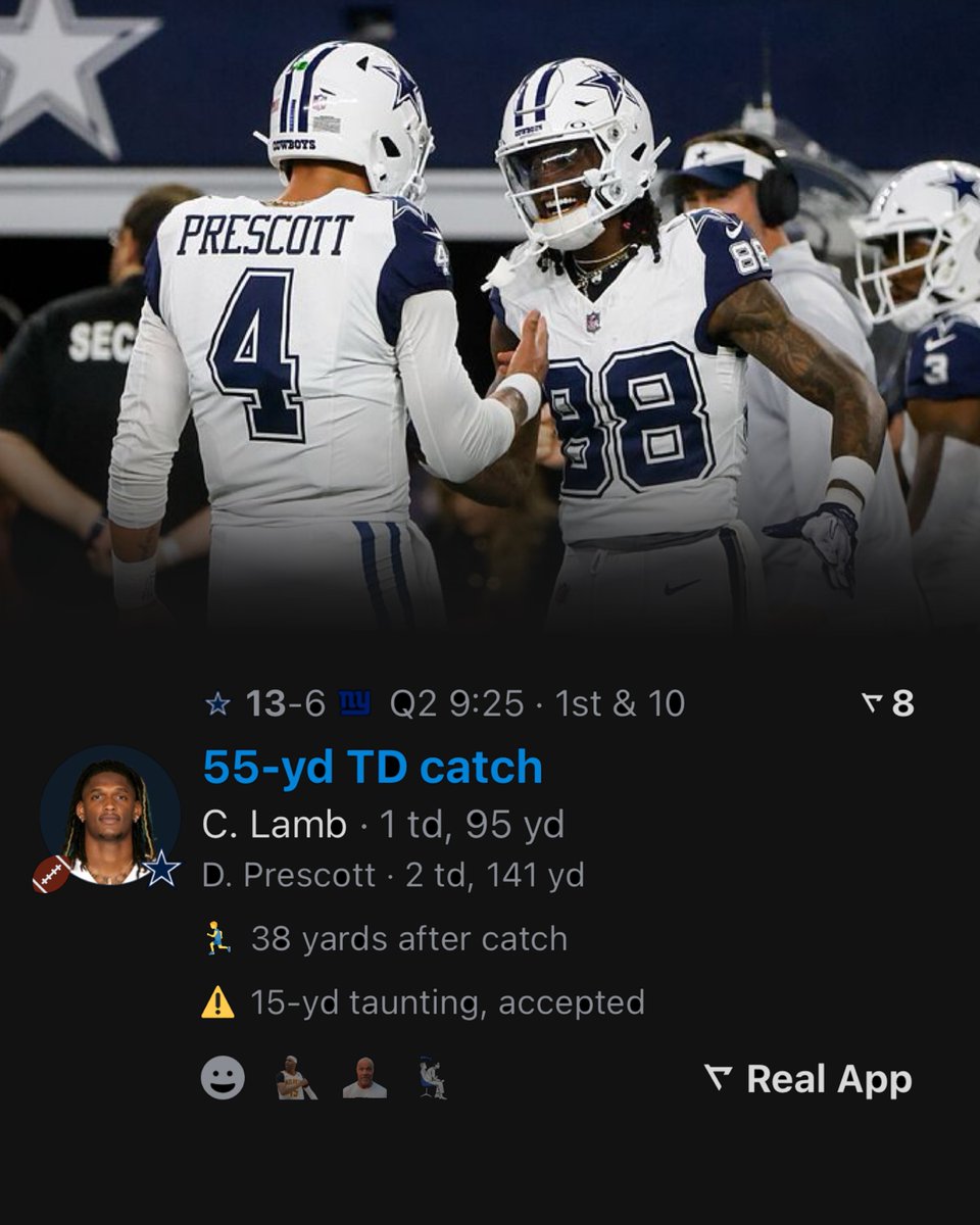 NFLonReal's tweet photo. DAK TO CEEDEE FOR 6 🔥 https://t.co/cuUJ5yBbux