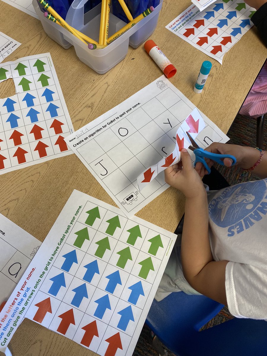 KinderTeacherB's tweet image. A little #UnpluggedCoding with resources found @DiscoverGracie
We coded our names. “Collecting” our letters in order to spell our name. #Coding #CodeBreaker #kinderchat