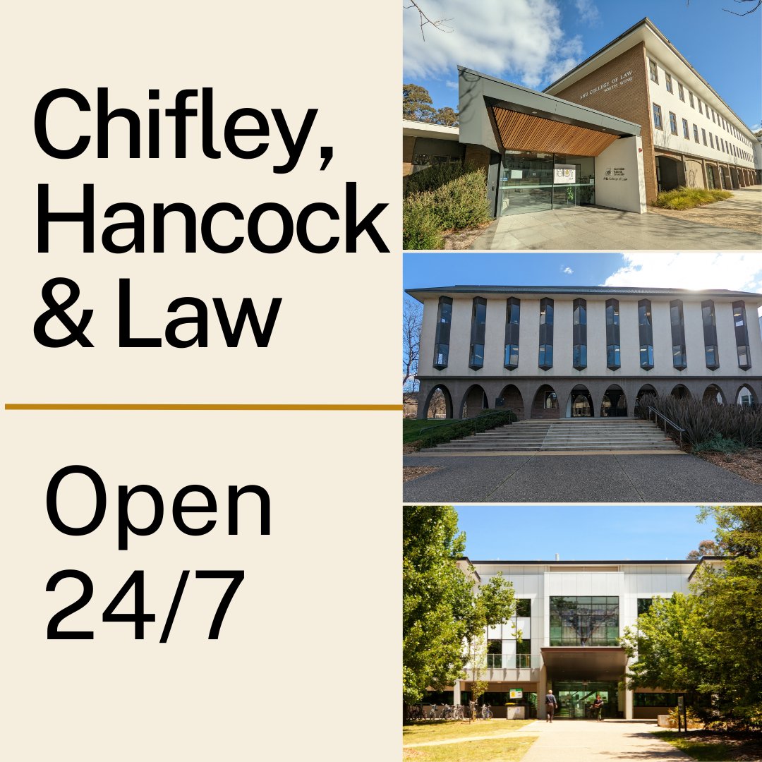 Studying for exams or finishing off an assignment? Did you know the Chifley, Hancock and Law libraries are accessible 24/7 to ANU ID card holders?