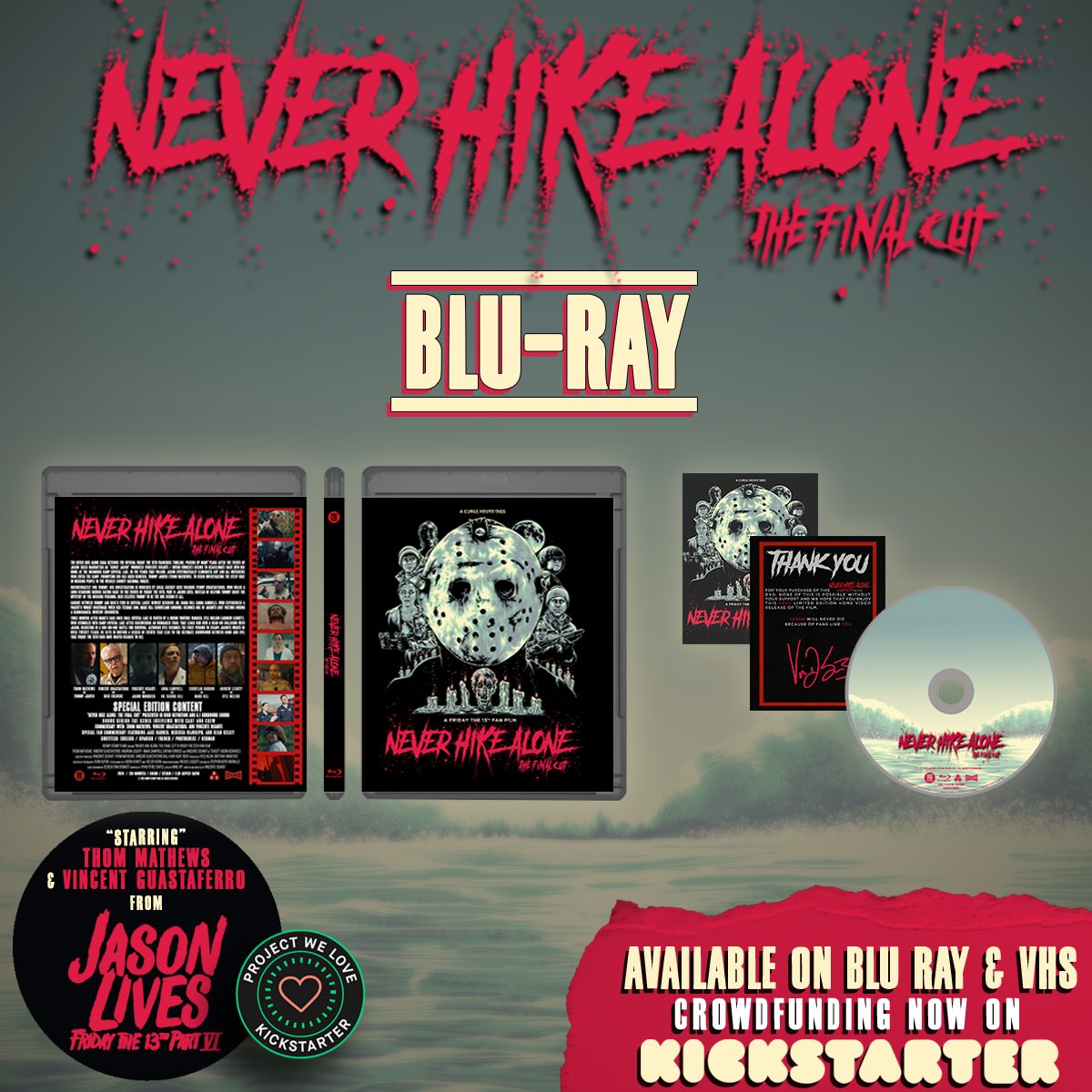 wompstompfilms's tweet photo. #NeverHikeAlone The Final Cut @kickstarter campaign gives #horror fans one last chance to own the entire Never Hike Alone saga on #Bluray and #VHS. 

Back on @kickstarter: https://t.co/9mKtTzwWLF https://t.co/gqVqNUWGts