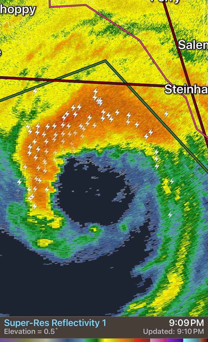 BillKarins's tweet photo. This is incredible in a very bad way. The white dots are recent lightning strikes. https://t.co/Vv7LeOt3gk