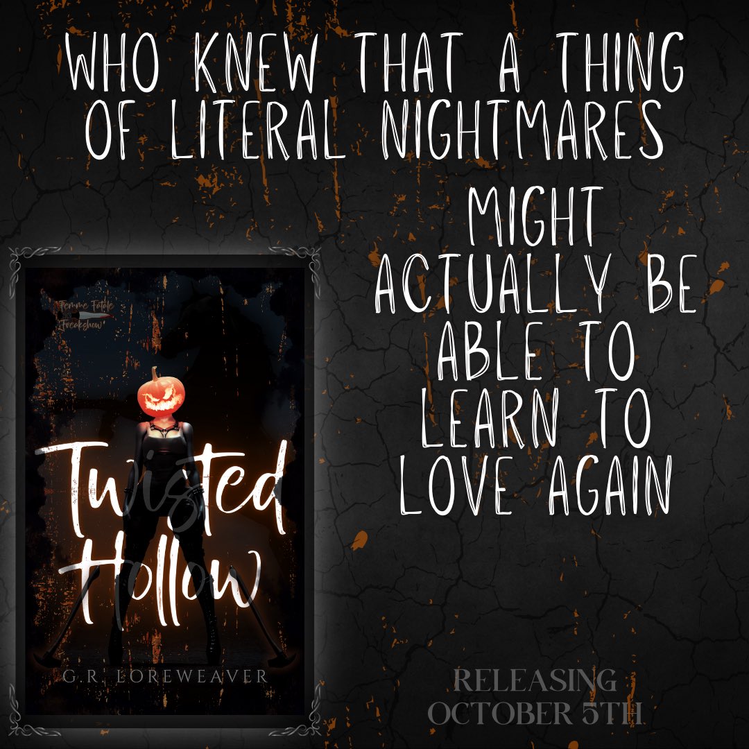eclectic_books's tweet photo. Twisted Hollow
I am a ruthless and vile creature that mercilessly ends lives without a single thought. And I never miss a mark.

Until now.

Pre-order now!
https://t.co/rauVRps8Wx

#grloreweaver #femmefatalfreakshow #darkromance https://t.co/lpiBsEA60G