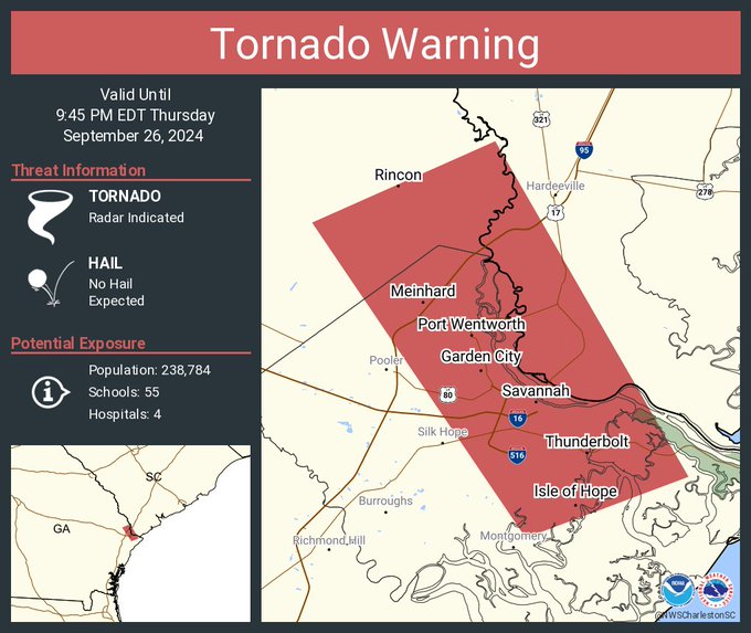 Tornado Warning. Seek shelter now.