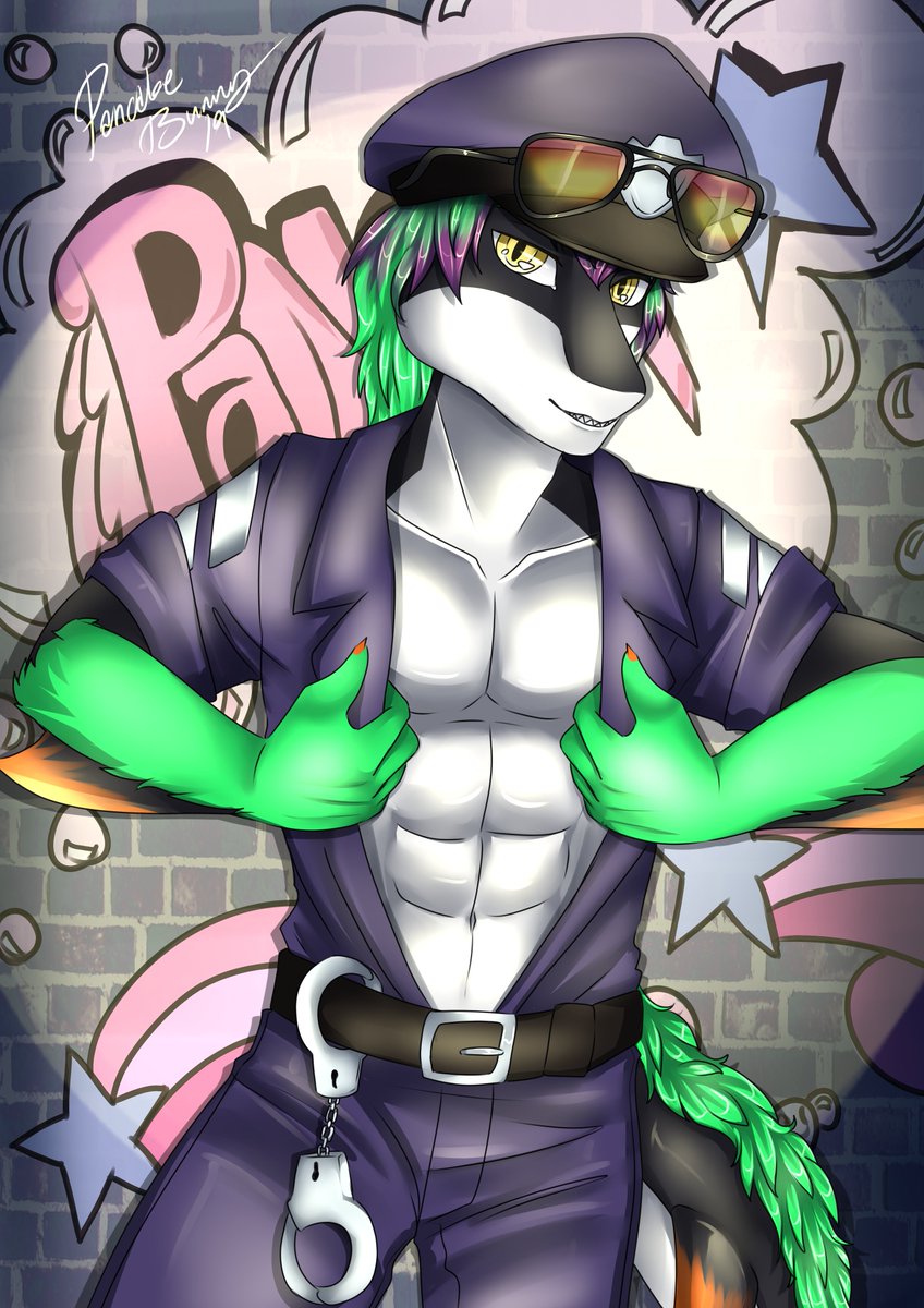 Stop, this is the POLICE, so stop resisting and get down on the ground; your my prisoner now!

FA Link: furaffinity.net/view/33110811/

Artist <a href="/bunny_pancake/">PancakeBunny</a> (PancakeBunny on FA)

#furry #YCH