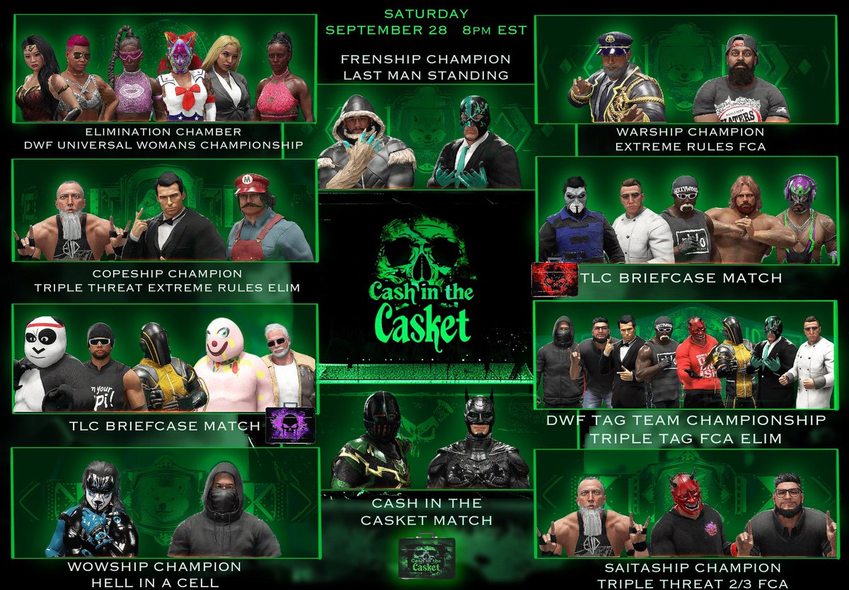 #DWF 
#CashInTheCasket 
Final card!

<a href="/DefiWrestling/">Defi Wrestling Federation</a>