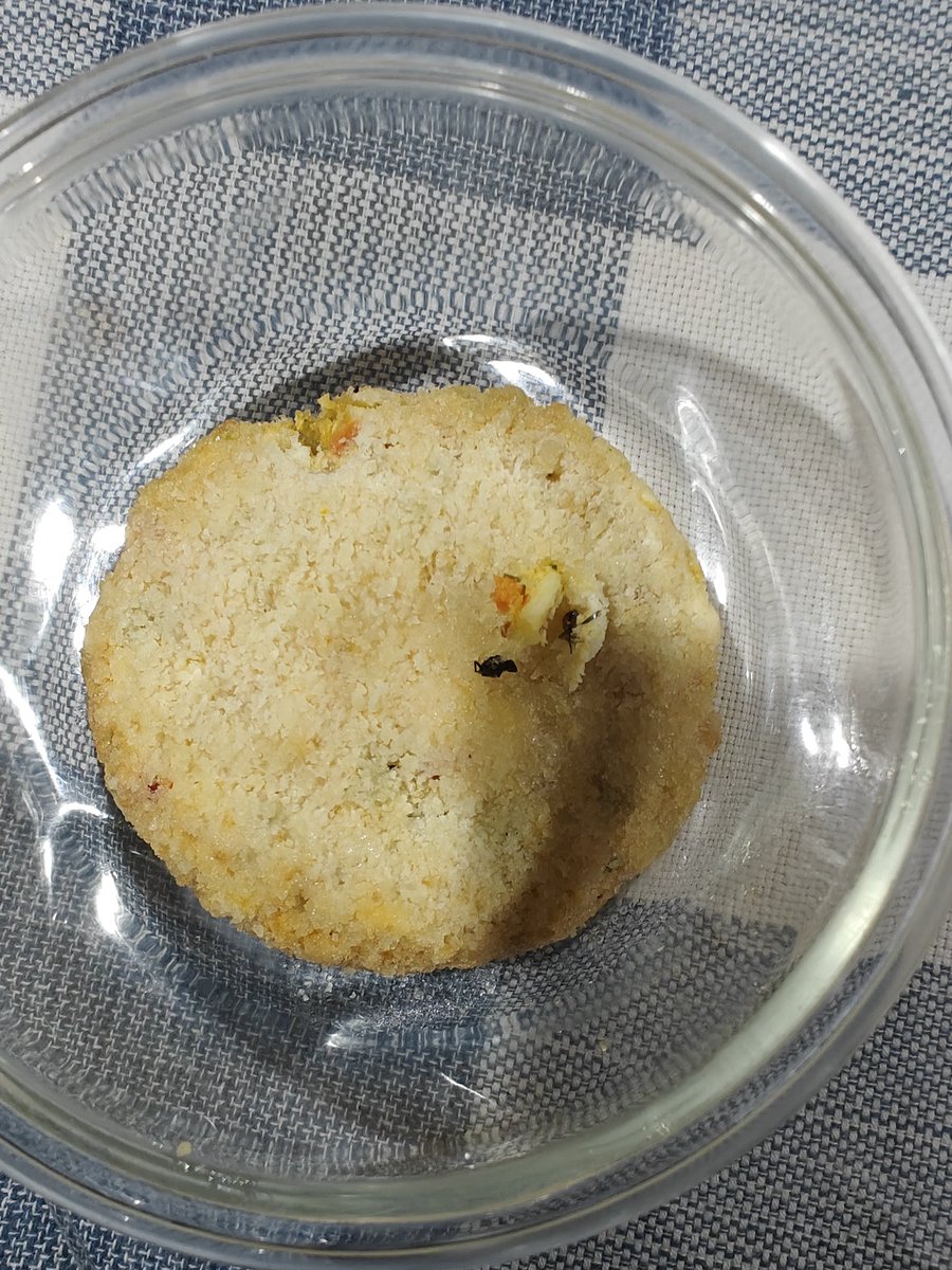 MishnaKapur's tweet photo. Found this insect in a sealed packet of veggie burger patty McCain this morning while preparing tiffin in the morning. Luckily saw this insect was big enough to be spotted while thawing.. what are these companies selling, no food safety..

Pls avoid McCain products. https://t.co/PjK456E9il