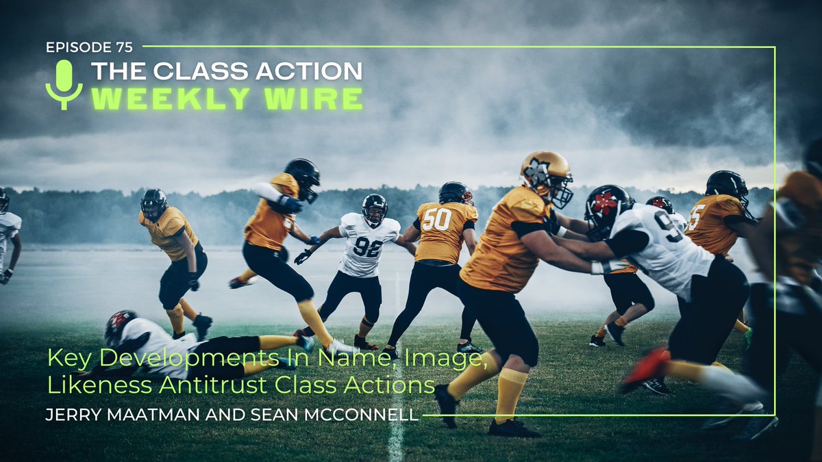 g_maatman's tweet image. Our latest podcast episode – entitled the Class Action Weekly Wire – showcases my colleague Sean McConnell who examines NIL antitrust litigation in college athletics and how class actions are transforming this space
blogs.duanemorris.com/classactiondef…