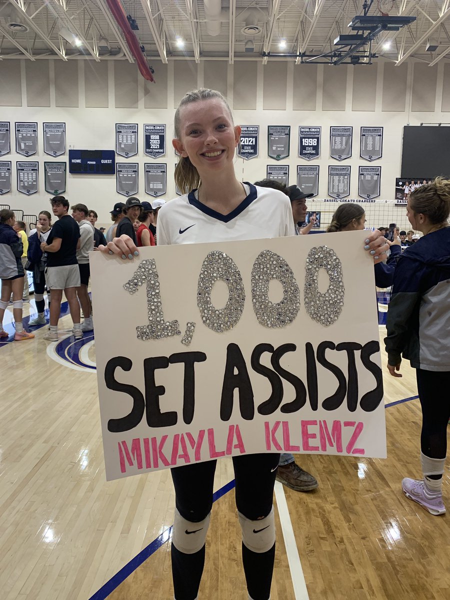 A sweep against Dassel-Cokato and Mikayla Klemz with her 1,000 set assist! Congratulations Mikayla! #together