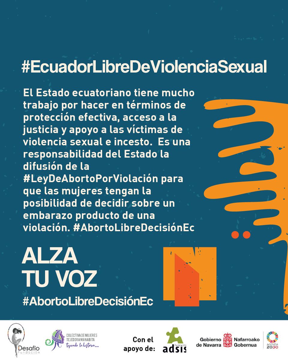 ZAMenendez's tweet photo. El Estado debe asegurar protección efectiva, acceso a la justicia, apoyo a las víctimas d violencia sexual e incesto. La difusión d la #LeyDeAbortoPorViolación es urgente para que las mujeres decidan sobre un embarazo producto de una violación. #AbortoLibreDecisionEc https://t.co/AjFRPIOwX2