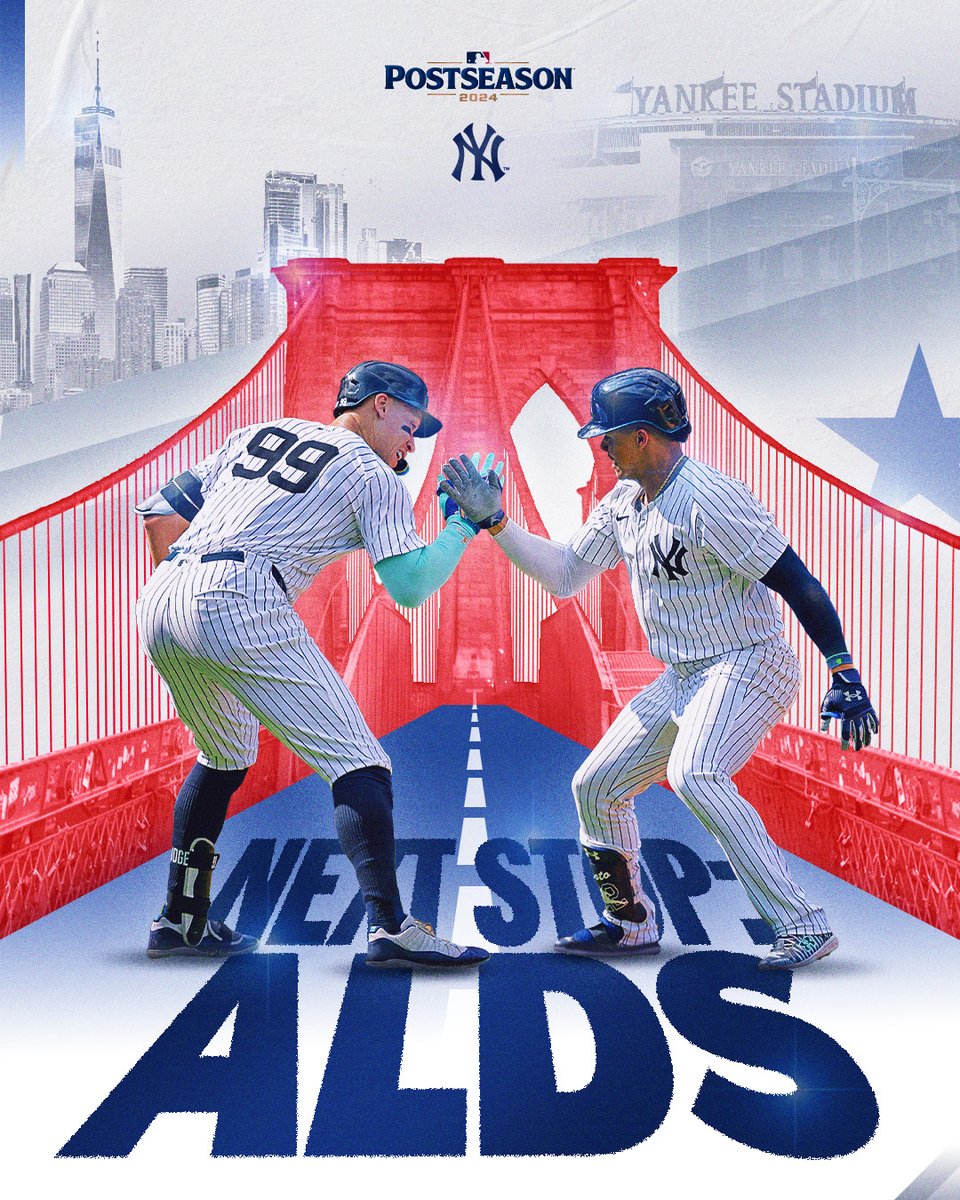 MLB's tweet photo. The dynamic duo of Aaron Judge and Juan Soto is headed to the ALDS 😤 https://t.co/1ALWC5DMfM