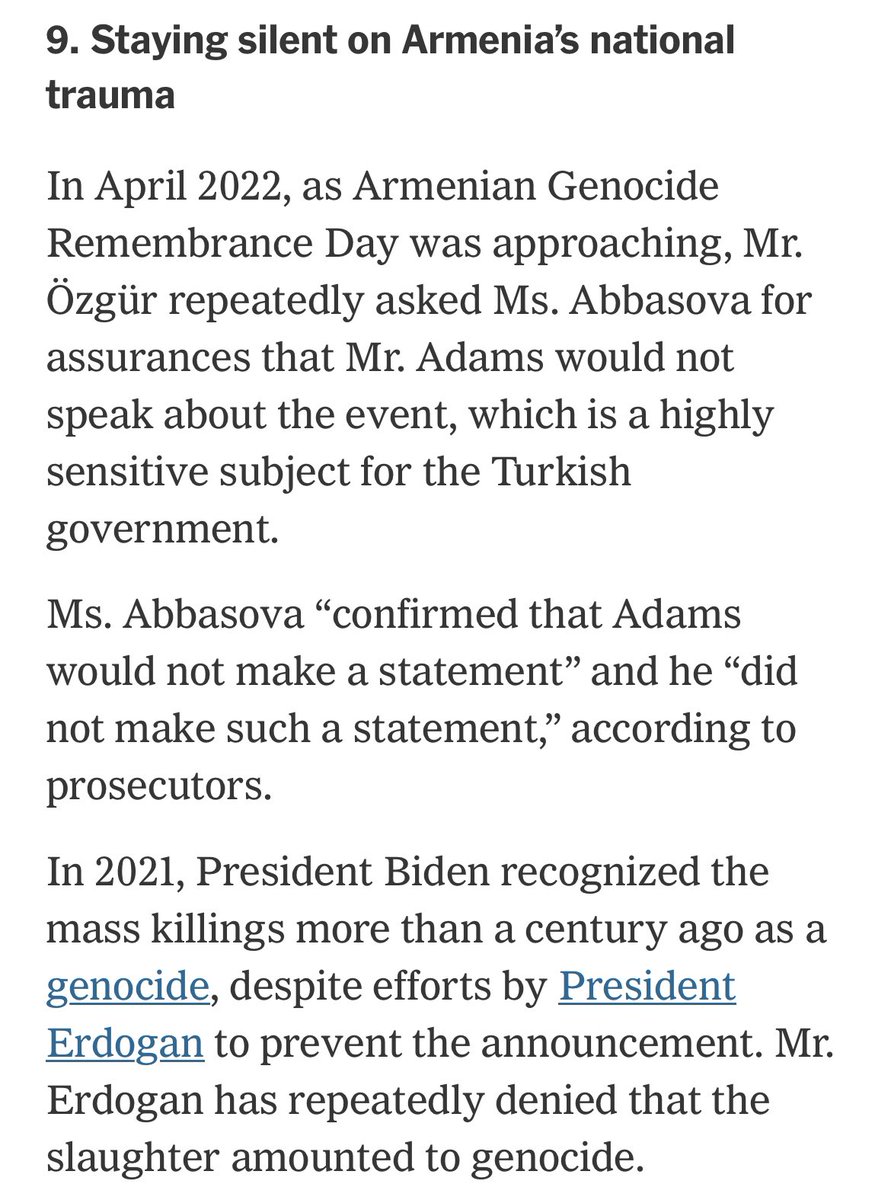 This is among the revelations in the indictment of mayor. Eric Adams.  As a grandson of two survivors of the #ArmenianGenocide , I find this absolutely despicable.