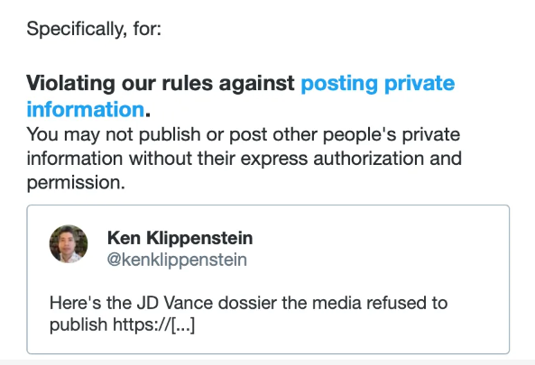 YourAnonNews's tweet photo. Elon isn't for free speech.  He suspended Ken Klippenstein for posting the Iranian Vance dossier.  
We'd link it - but Elon would suspend us too.  So, you can find it on Ken's website kenklippenstein . com https://t.co/j5EpBbCT82