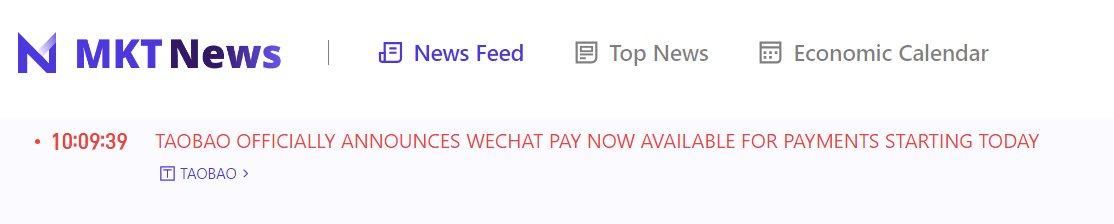 Sino_Market's tweet photo. TAOBAO OFFICIALLY ANNOUNCES THAT WECHAT PAY NOW AVAILABLE FOR PAYMENTS STARTING TODAY.
#Alibaba $BABA #Wechat #Tencent $TCEHY $KWEB $FXI $HXC https://t.co/musmsAHoJJ
