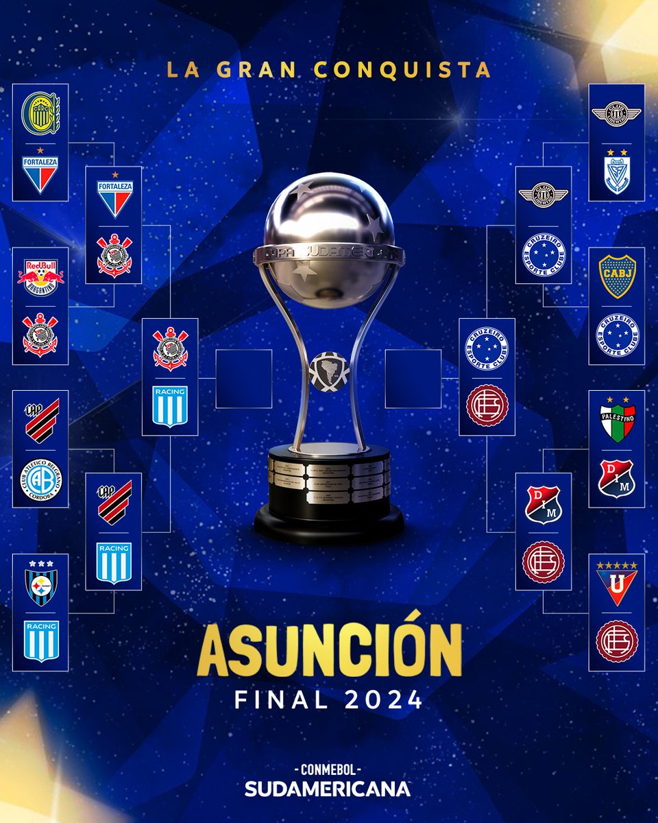 Sudamericana's tweet photo. 🏆🔜 ¡Semifinales de la CONMEBOL #Sudamericana definidas! 

🇧🇷 @Corinthians 
🇦🇷 @RacingClub 
🇧🇷 @Cruzeiro 
🇦🇷 @clublanus 

#LaGranConquista https://t.co/odr7fEqNH3