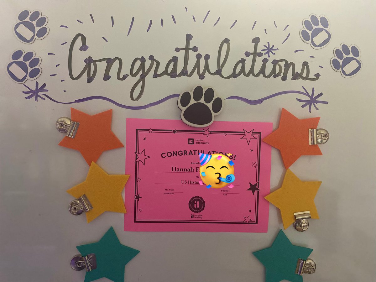 RPHS_OLAB's tweet photo. It’s a #TerrificThursday! 🌟Way to go, students! 👍🏼Keep reaching your #Target 🎯 until 💯% #CourseCompletions!Congratulations to Savannah, Sean, Hannah, and Darrell! You did it!🥳👏🏼🎊 #DoMoreIn24 @RGAPMobileLive @ImagineLearning https://t.co/9UunYeR7Gj