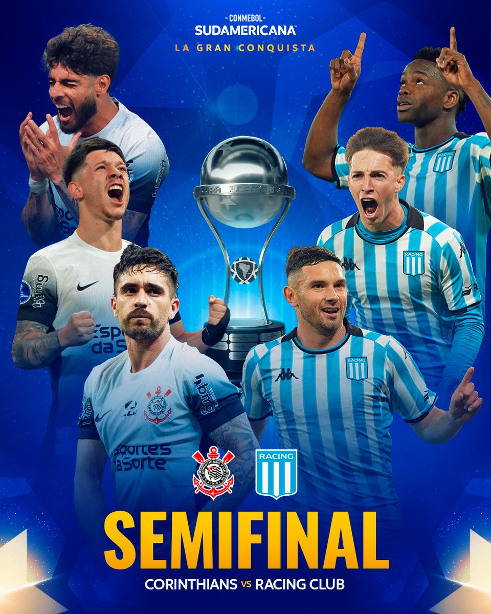 🇧🇷⚽🇦🇷 ¡Semifinal confirmada! <a href="/Corinthians/">Corinthians</a> y <a href="/RacingClub/">Racing Club</a> jugarán por un lugar en la final de la CONMEBOL #Sudamericana.

🏆 Sueñan con #LaGranConquista.