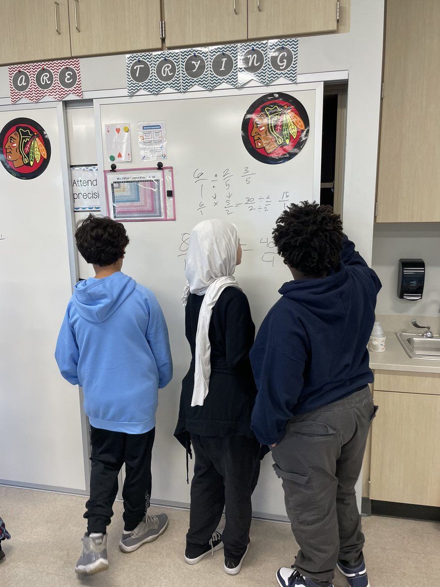 KaitlinBowker's tweet image. Dividing fractions word problems practice for our thinking task in #6thgrademath yesterday in preparation for our quiz. Don’t forget that order matters for division! #buildingthinkingclassrooms @LincJrHi