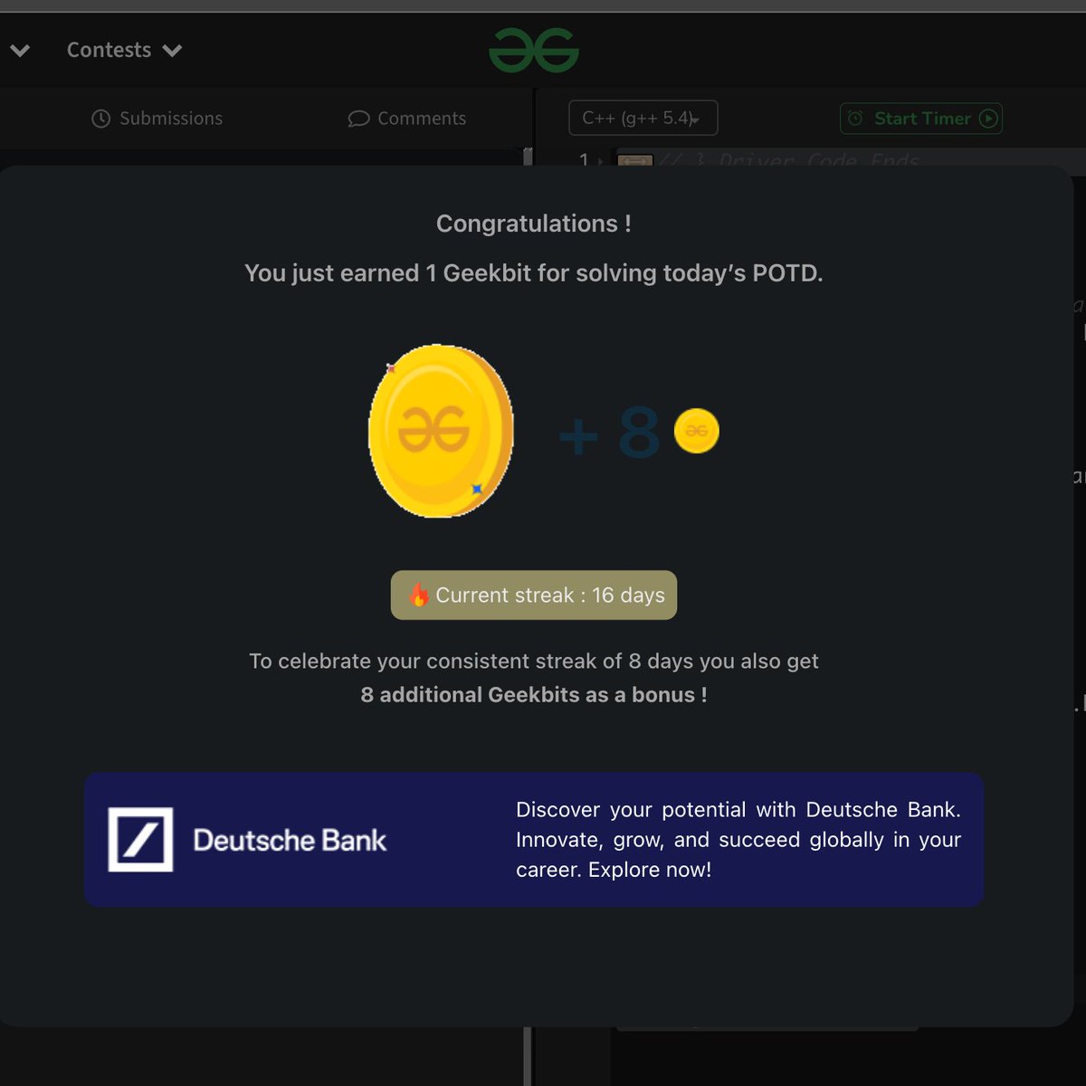 devidutta18's tweet image. Day 16 of #geekstreak2024! 
Solved: K Sized Subarray Maximum

#DeutscheBank @geeksforgeeks @DeutscheBank