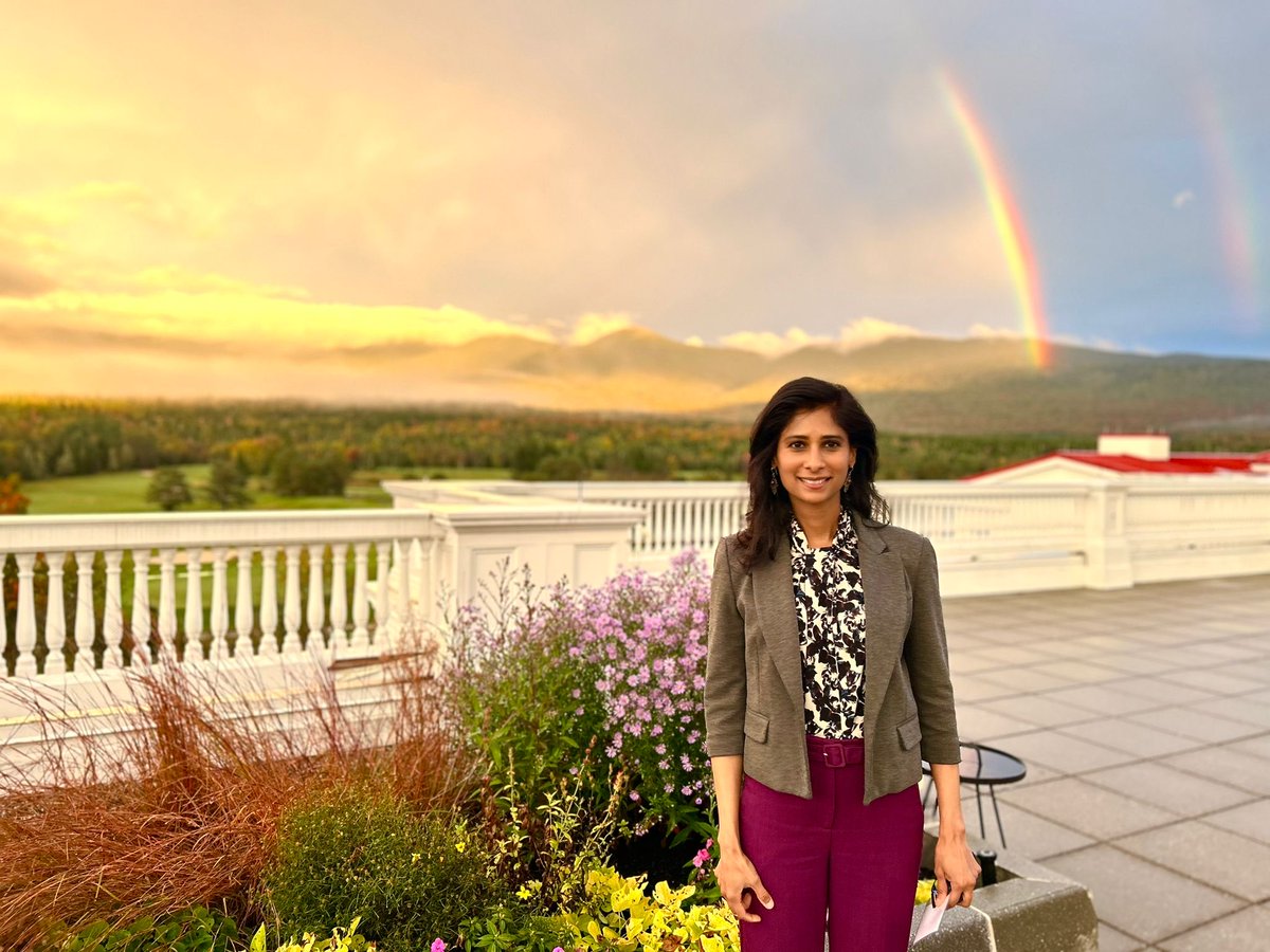 GitaGopinath's tweet photo. Pretty amazing to be at Bretton Woods, New Hampshire in the same hotel where the founding documents of the IMF and World Bank were signed 80 years ago. https://t.co/aWRoQXiPnR