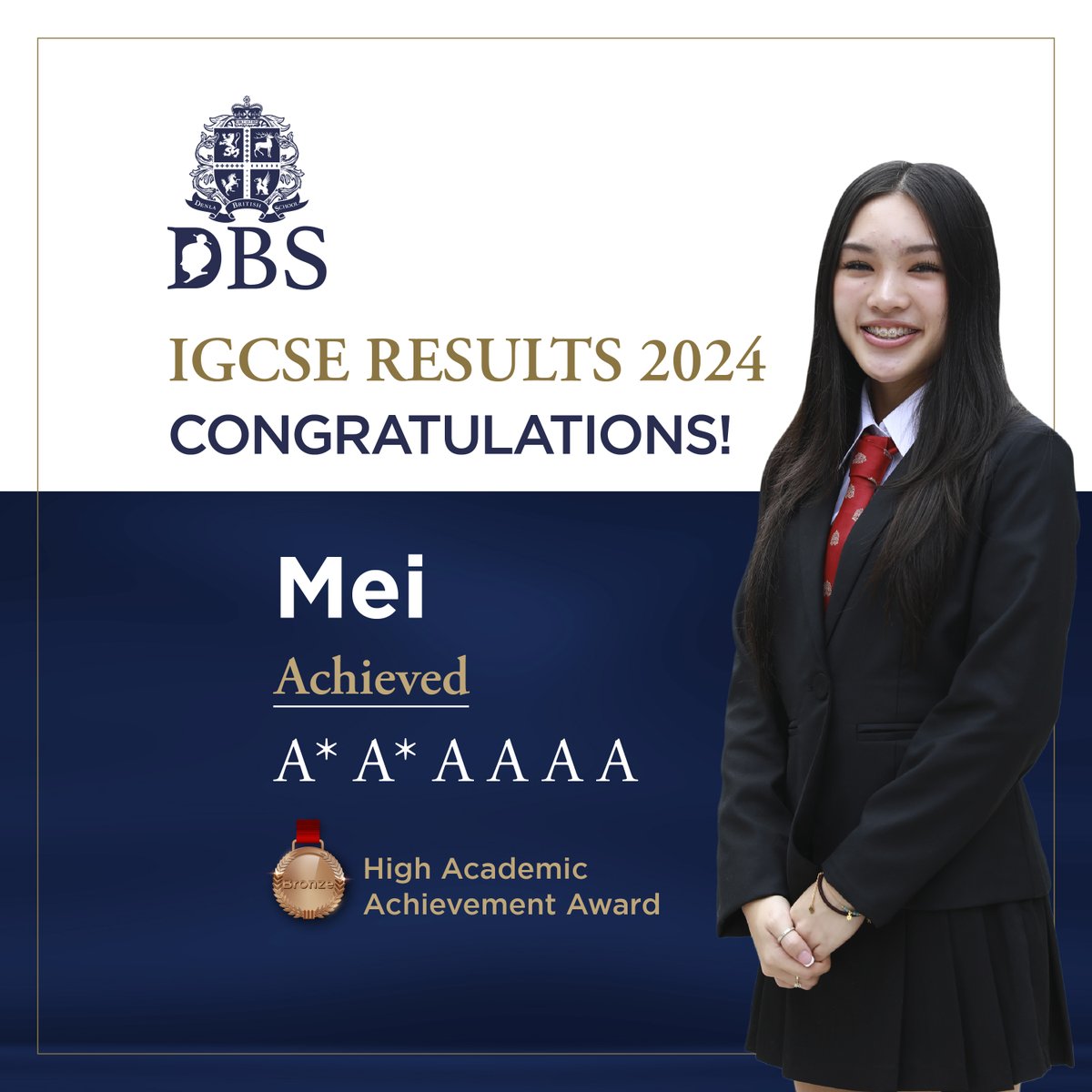 dbsbangkok's tweet image. Congratulations, Mei on your IGCSE Results 2024
We are thrilled to congratulate you on your fantastic success in the IGCSE exams. Achieving such outstanding grades is no easy task, and your results highlight your dedication and hard work:
A* A* A A A A
#DBS #IGCSEResults