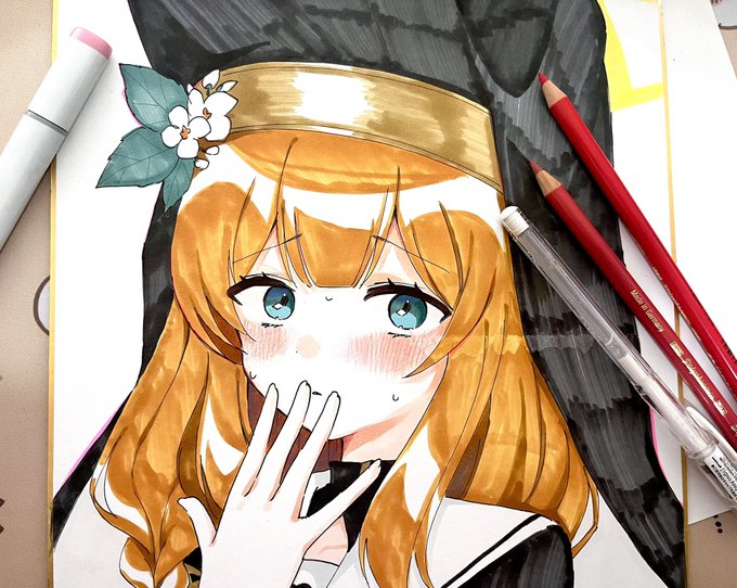 色紙にマリーをね…描いてるんだけどね…目が合うとね…その…ドキドキするね…ガチ恋距離… 