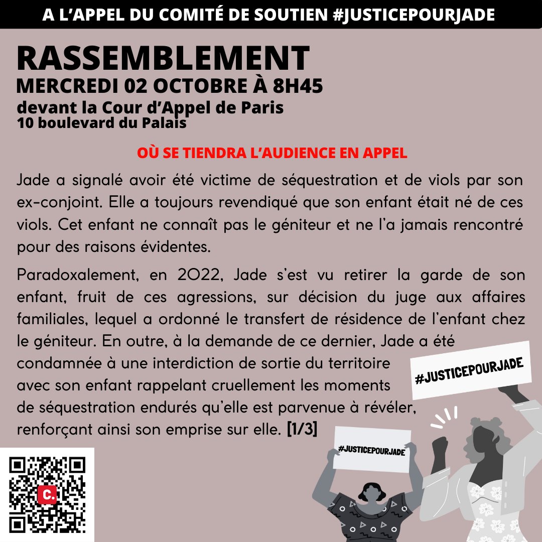 Jade_For_ever's tweet photo. #JusticePourJade
Pétition 🔗 https://t.co/g7JYNFh0OX
Mail : https://t.co/oT8GNgh287.soutien.jade@gmail.com
Instagram : justicepourjade
Facebook : Comité de soutien à Jade https://t.co/I6TSXrQXpq