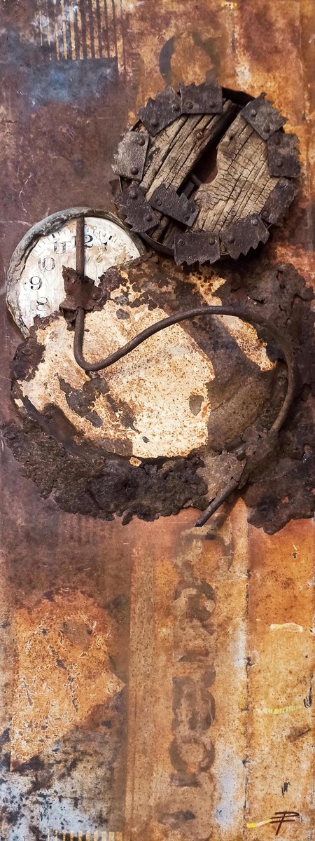 Les hores perdudes (80x30 cm).   
Ferro rovellat, resines minerals i acrílic.  instagram.com/ponstello/ 
#abstractart #artabstracte #artbarcelona #artcatala #artcontemporani #artebarcelona #artofwoman #artsplastiques #artwoman #catalanartist #mujeresartistas #womenart