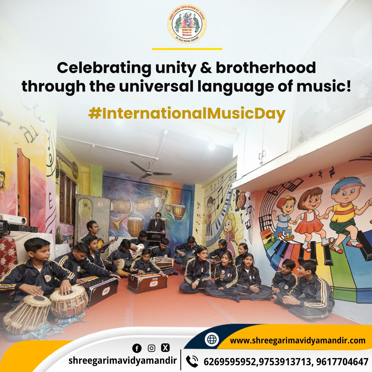 SGVMIndore's tweet image. Celebrating the harmony of unity and brotherhood through the timeless language of music! 🎶🌍 At Shri Garima Vidya Mandir, we believe music has the power to bring hearts together. 💫 

#InternationalMusicDay #UnityInMusic #ShriGarimaVidyaMandir