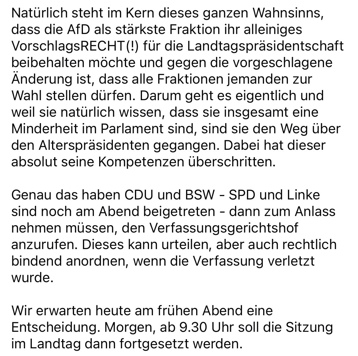 Martin_Debes's tweet photo. Wer sich für die Thüringer Vorgänge interessiert: Hier hat die Parlamentarische Geschäftsführerin der Linken, Katja Mitteldorf, die Position der Mehrheitsfraktionen mal stringent zusammengefasst. https://t.co/vI6XrDE1bx