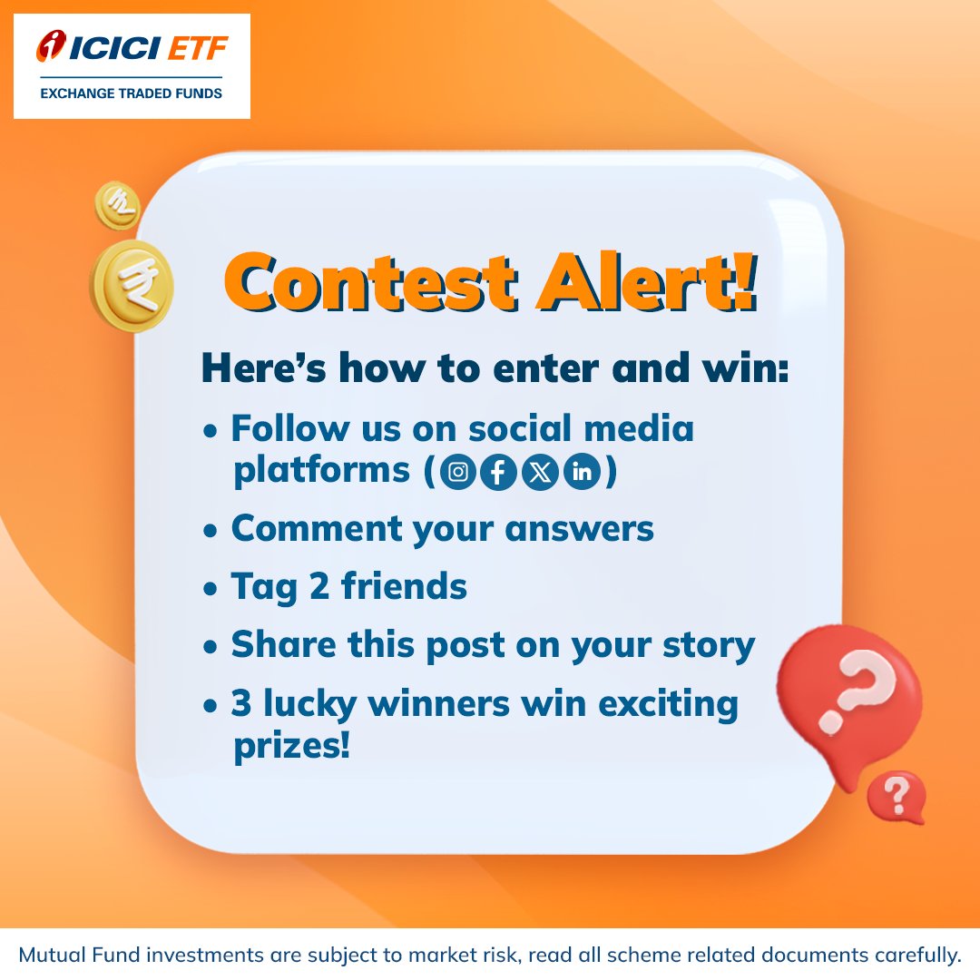 ICICIPruMF's tweet photo. Gear up to win exciting prizes! Follow us, post your answers, mention 2 friends, and repost! 10 lucky winners to be selected, so participate now and experience #ChainSeSona like never before!

Know more about the T&amp;C: https://t.co/ZU6908jCrT

#ICICIETF #Gold #ContestAlert https://t.co/ZeLyCC0Szl